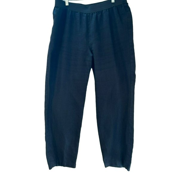Soft Surroundings Women's Black Pull On 100% Linen Pants Elastic Waist Medium - Picture 1 of 3